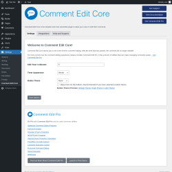 Page screenshot: Comment Edit Core ‹ Test site — WordPress