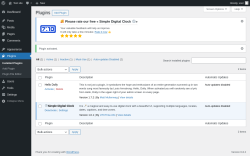 Page screenshot: Plugins &lsaquo; Test site &mdash; WordPress
