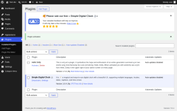 Page screenshot: Plugins &lsaquo; Test site &mdash; WordPress