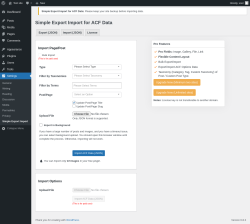 Page screenshot: Settings → Simple Export Import → Import
            (JSON)