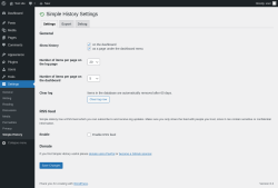 Page screenshot: Settings → Simple History