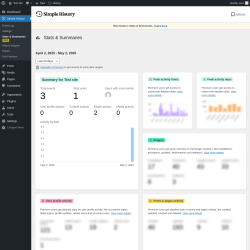 Page screenshot: Simple History → Stats & Summaries New