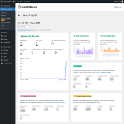 Page screenshot: Simple History → History Insights New