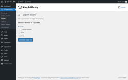 Page screenshot: Simple History → Export
