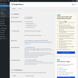 Page screenshot: Simple History → Settings