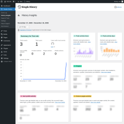 Page screenshot: Simple History &rarr; History Insights
