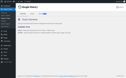 Page screenshot: Simple History &rarr; Export & Tools