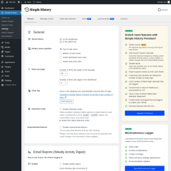 Page screenshot: Simple History &rarr; Settings