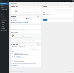 Page screenshot: Dashboard &lsaquo; Test site &mdash; WordPress