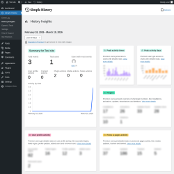 Page screenshot: Simple History &rarr; History Insights