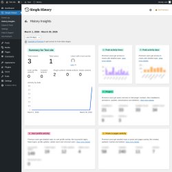 Page screenshot: Simple History &rarr; History Insights