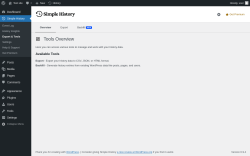 Page screenshot: Simple History &rarr; Export & Tools