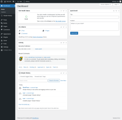 Page screenshot: Dashboard &lsaquo; Test site &mdash; WordPress