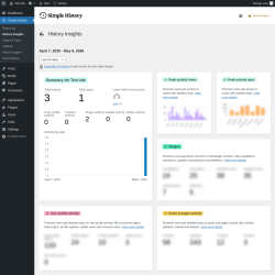 Page screenshot: Simple History &rarr; History Insights