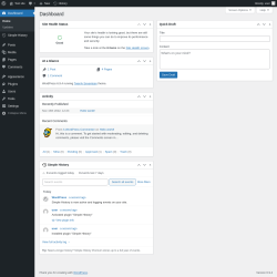 Page screenshot: Dashboard &lsaquo; Test site &mdash; WordPress