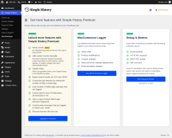 Page screenshot: Simple History &rarr; Get Premium