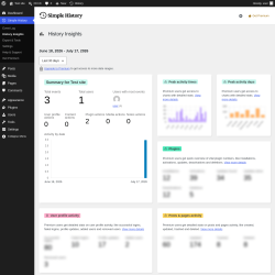 Page screenshot: Simple History &rarr; History Insights