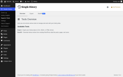 Page screenshot: Simple History &rarr; Export & Tools