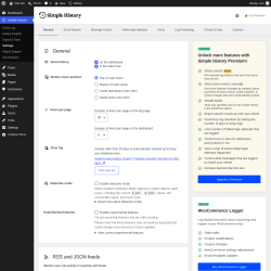 Page screenshot: Simple History &rarr; Settings