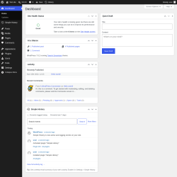 Page screenshot: Dashboard &lsaquo; Test site &mdash; WordPress