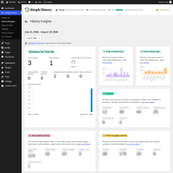 Page screenshot: Simple History &rarr; History Insights