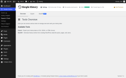 Page screenshot: Simple History &rarr; Export & Tools