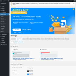 Page screenshot: Job Board → Settings → Appearance