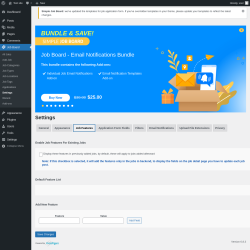 Page screenshot: Job Board → Settings → Job Features