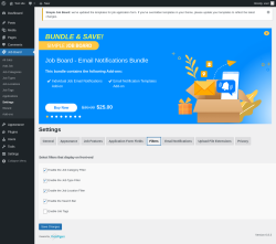 Page screenshot: Job Board → Settings → Filters