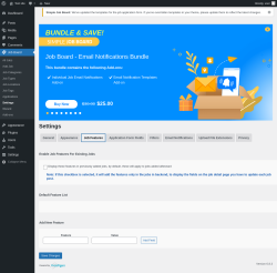 Page screenshot: Job Board → Settings → Job Features