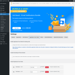 Page screenshot: Job Board → Settings → Application Form Fields