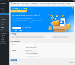 Page screenshot: Job Board → Settings → Email Notifications