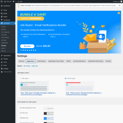 Page screenshot: Job Board → Settings → Appearance