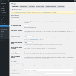 Page screenshot: WP Membership → Settings