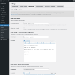Page screenshot: WP Membership → Settings → Email Settings