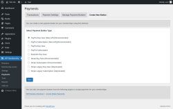 Page screenshot: WP Membership → Payments → Create New Button