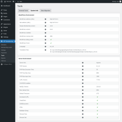 Page screenshot: WP Membership → Tools → System Info