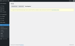 Page screenshot: WP Membership → Tools → Data Migration