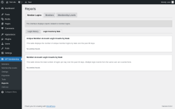 Page screenshot: WP Membership → Reports → Login Counts by Date