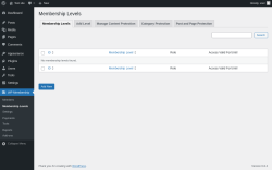 Page screenshot: WP Membership → Membership Levels