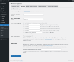 Page screenshot: WP Membership → Membership Levels → Add Level