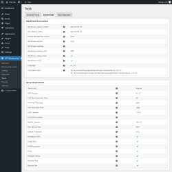 Page screenshot: WP Membership → Tools → System Info