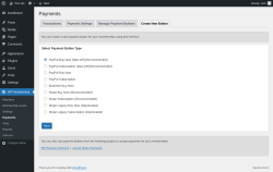 Page screenshot: WP Membership → Payments → Create New Button