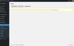 Page screenshot: WP Membership → Tools → Data Migration