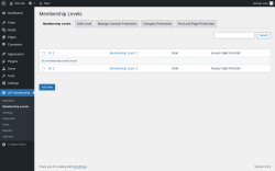 Page screenshot: WP Membership → Membership Levels