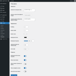 Page screenshot: Settings &rarr; Fancybox