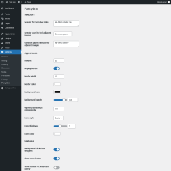 Page screenshot: Settings &rarr; Fancybox