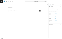 Page screenshot: Add New Page &lsaquo; Test site &mdash; WordPress
