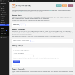 Page screenshot: Sitemap  &rarr; Settings