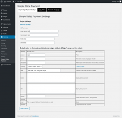 Page screenshot: Settings &rarr; Simple Stripe Payment